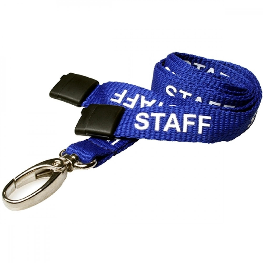 Blue Staff Pre-Printed Breakaway Lanyard with Metal Clip