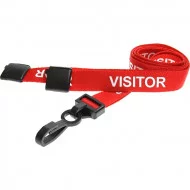 15mm Black Visitor Pre-Printed Breakaway Lanyard With Plastic Clip - Pack of 100