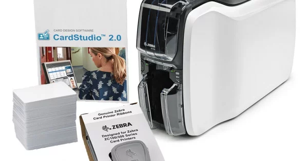 Zc100 Zebra Id Card Printer Bundle 7855